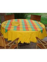 Cotton Tablecloth with napkins Round and Square Combination 1